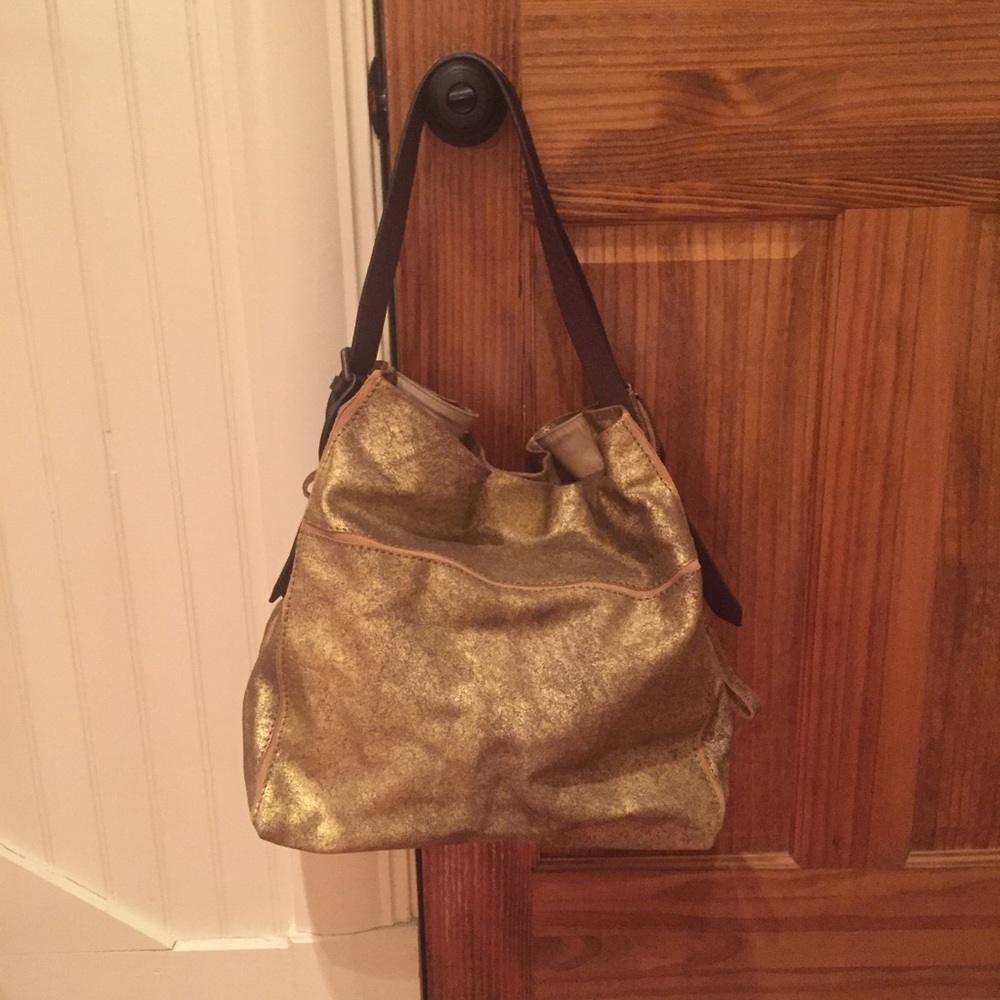Anthropologie Holding Horses Leather Golden Purse